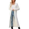 image:imageCHARTOU Women Long Cardigan Lapel Collar Open Front Cardigan Sweater Maxi Knit Duster JacketWhite