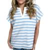 image:imageCHARTOU Women Striped Summer Top Color Contrast V Neck Short Sleeve T Shirt Dressy TopBlue