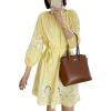 image:imageCHARTOU Women Summer Sundress Half Sleeve Dress Button Down Shirt Embroidery Lace Eyelet Tunic Dress with BeltYellow