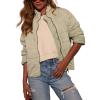image:imageCHARTOU Women Vintage Quilted Puffer Jacket Coat Winter Oversized Stand Collared Zipper Up Outwear ShacketGreen