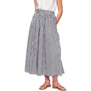 image:imageCHARTOU Women Casual Stripe Skirt Back Elastic Waist Long Flowy A Line Skirt with PocketsBlack