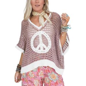 image:imageCHARTOU Women Chunky Cable Knit Sweater Vest Color Contrast Hollow Out Half Sleeve Pullover Tank TopsLight Purple