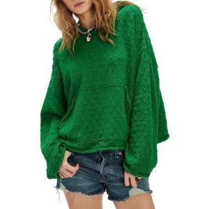 image:imageCHARTOU Women Lightweight Hoodies Knitted Sweatshirt Oversized Fall Fashion Pullover Sweater TopsGreen