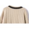 image:imageCHARTOU Chunky Cardigan Sweaters for Women Contrast Trim Loose Open Front Fall Cardigan CoatApricot