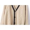 image:imageCHARTOU Chunky Cardigan Sweaters for Women Contrast Trim Loose Open Front Fall Cardigan CoatApricot