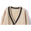 image:imageCHARTOU Chunky Cardigan Sweaters for Women Contrast Trim Loose Open Front Fall Cardigan CoatApricot