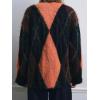 image:imageCHARTOU Diamond Checkered Cardigan Sweaters for Women Trendy Button Down Oversized Crewneck Cardigans CoatDiamond