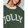 image:imageCHARTOU Fall Chunky Pullover Sweaters for Women 2024 Trendy Y2k Knit Letter Contrast Color Outwear Tops CuteGreen