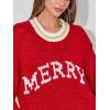 image:imageCHARTOU Fall Chunky Pullover Sweaters for Women 2024 Trendy Y2k Knit Letter Contrast Color Outwear Tops CuteRed