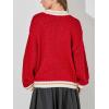 image:imageCHARTOU Fall Chunky Pullover Sweaters for Women 2024 Trendy Y2k Knit Letter Contrast Color Outwear Tops CuteRed