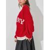 image:imageCHARTOU Fall Chunky Pullover Sweaters for Women 2024 Trendy Y2k Knit Letter Contrast Color Outwear Tops CuteRed
