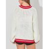 image:imageCHARTOU Fall Chunky Pullover Sweaters for Women 2024 Trendy Y2k Knit Letter Contrast Color Outwear Tops CuteWhite