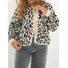 image:imageCHARTOU Front Tie Cardigan Sweaters for Women Vintage Leopard Print Knot Bow Cropped Sweater Outfits FallBlack