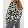 image:imageCHARTOU Front Tie Cardigan Sweaters for Women Vintage Leopard Print Knot Bow Cropped Sweater Outfits FallBlack