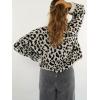 image:imageCHARTOU Front Tie Cardigan Sweaters for Women Vintage Leopard Print Knot Bow Cropped Sweater Outfits FallBlack