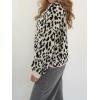 image:imageCHARTOU Front Tie Cardigan Sweaters for Women Vintage Leopard Print Knot Bow Cropped Sweater Outfits FallBlack