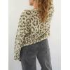 image:imageCHARTOU Front Tie Cardigan Sweaters for Women Vintage Leopard Print Knot Bow Cropped Sweater Outfits FallGreen
