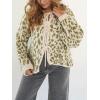 image:imageCHARTOU Front Tie Cardigan Sweaters for Women Vintage Leopard Print Knot Bow Cropped Sweater Outfits FallGreen