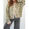 image:imageCHARTOU Front Tie Cardigan Sweaters for Women Vintage Leopard Print Knot Bow Cropped Sweater Outfits FallGreen
