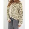 image:imageCHARTOU Front Tie Cardigan Sweaters for Women Vintage Leopard Print Knot Bow Cropped Sweater Outfits FallGreen
