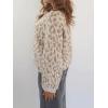 image:imageCHARTOU Front Tie Cardigan Sweaters for Women Vintage Leopard Print Knot Bow Cropped Sweater Outfits FallKhaki