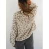 image:imageCHARTOU Front Tie Cardigan Sweaters for Women Vintage Leopard Print Knot Bow Cropped Sweater Outfits FallKhaki