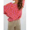 image:imageCHARTOU Front Tie Cardigan Sweaters for Women Vintage Leopard Print Knot Bow Cropped Sweater Outfits FallOrange