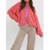 image:imageCHARTOU Front Tie Cardigan Sweaters for Women Vintage Leopard Print Knot Bow Cropped Sweater Outfits FallOrange
