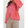 image:imageCHARTOU Front Tie Cardigan Sweaters for Women Vintage Leopard Print Knot Bow Cropped Sweater Outfits FallOrange