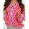 image:imageCHARTOU Front Tie Cardigan Sweaters for Women Vintage Leopard Print Knot Bow Cropped Sweater Outfits FallOrange