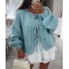image:imageCHARTOU Tie Front Cardigan Sweater for Women y2k Streetwear Long Sleeve Knit Bow Sweater TopsGreen