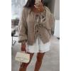 image:imageCHARTOU Tie Front Cardigan Sweater for Women y2k Streetwear Long Sleeve Knit Bow Sweater TopsKhaki
