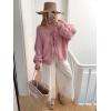 image:imageCHARTOU Tie Front Cardigan Sweater for Women y2k Streetwear Long Sleeve Knit Bow Sweater TopsPink