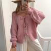image:imageCHARTOU Tie Front Cardigan Sweater for Women y2k Streetwear Long Sleeve Knit Bow Sweater TopsPink