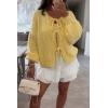 image:imageCHARTOU Tie Front Cardigan Sweater for Women y2k Streetwear Long Sleeve Knit Bow Sweater TopsYellow