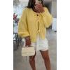 image:imageCHARTOU Tie Front Cardigan Sweater for Women y2k Streetwear Long Sleeve Knit Bow Sweater TopsYellow