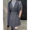 image:imageCHARTOU Women 2 Piece Cropped Sweater Short Dress Suit Fall Turtleneck Jumper Belt Vest Dress Matching SetsDark Grey