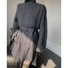 image:imageCHARTOU Women 2 Piece Cropped Sweater Short Dress Suit Fall Turtleneck Jumper Belt Vest Dress Matching SetsDark Grey