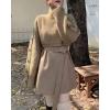 image:imageCHARTOU Women 2 Piece Cropped Sweater Short Dress Suit Fall Turtleneck Jumper Belt Vest Dress Matching SetsKhaki