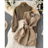 image:imageCHARTOU Women 2 Piece Cropped Sweater Short Dress Suit Fall Turtleneck Jumper Belt Vest Dress Matching SetsKhaki