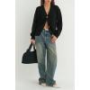 image:imageCHARTOU Women Cardigan Sweater 2025 Fall Outfits Button Down Open Front Oversized Slouchy Knit OuterwearBlack