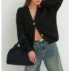 image:imageCHARTOU Women Cardigan Sweater 2025 Fall Outfits Button Down Open Front Oversized Slouchy Knit OuterwearBlack