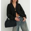 image:imageCHARTOU Women Cardigan Sweater 2025 Fall Outfits Button Down Open Front Oversized Slouchy Knit OuterwearBlack