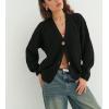 image:imageCHARTOU Women Cardigan Sweater 2025 Fall Outfits Button Down Open Front Oversized Slouchy Knit OuterwearBlack
