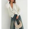 image:imageCHARTOU Women Cardigan Sweater 2025 Fall Outfits Button Down Open Front Oversized Slouchy Knit OuterwearWhite