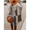 image:imageCHARTOU Women Casual 34 Sleeve Knitted Open Front Cardigan Sweater Long Knit Tassel Poncho ShawlApricot