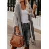 image:imageCHARTOU Women Casual 34 Sleeve Knitted Open Front Cardigan Sweater Long Knit Tassel Poncho ShawlApricot