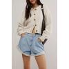 image:imageCHARTOU Women Casual Short Button Down Cable Knit Sweater Jacket Waffle Cropped Cardigan Sweater Y2k Knitted Crop TopApricot