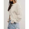 image:imageCHARTOU Women Casual Short Button Down Cable Knit Sweater Jacket Waffle Cropped Cardigan Sweater Y2k Knitted Crop TopApricot