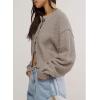 image:imageCHARTOU Women Casual Short Button Down Cable Knit Sweater Jacket Waffle Cropped Cardigan Sweater Y2k Knitted Crop TopCoffee